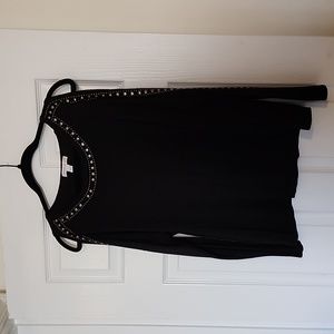 Large black cold shoulder studded top